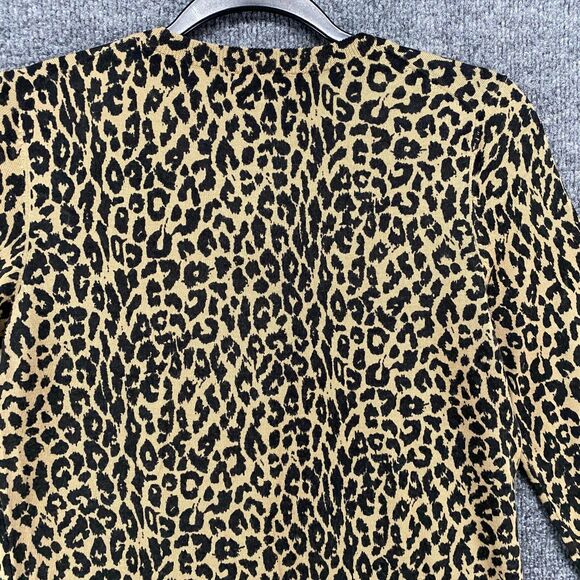 Talbots Cardigan Sweater Womens S Brown Leopard Merino Wool Button Up Mob Wife - Picture 5 of 9